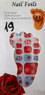 Наклейки Nail Foils для ногтей на ногах #№19#