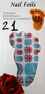 Наклейки Nail Foils для ногтей на ногах #№21#