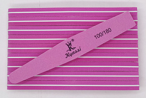 Пилка шлифовка Kyassi однотонная 100/180 #трапеция10шт/ уп# розовый