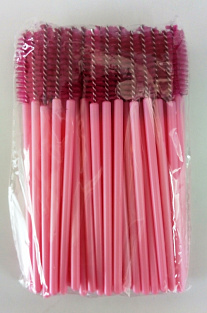 Щёточки для ресниц 50шт #(розовая ручка - малиновая щётка)#